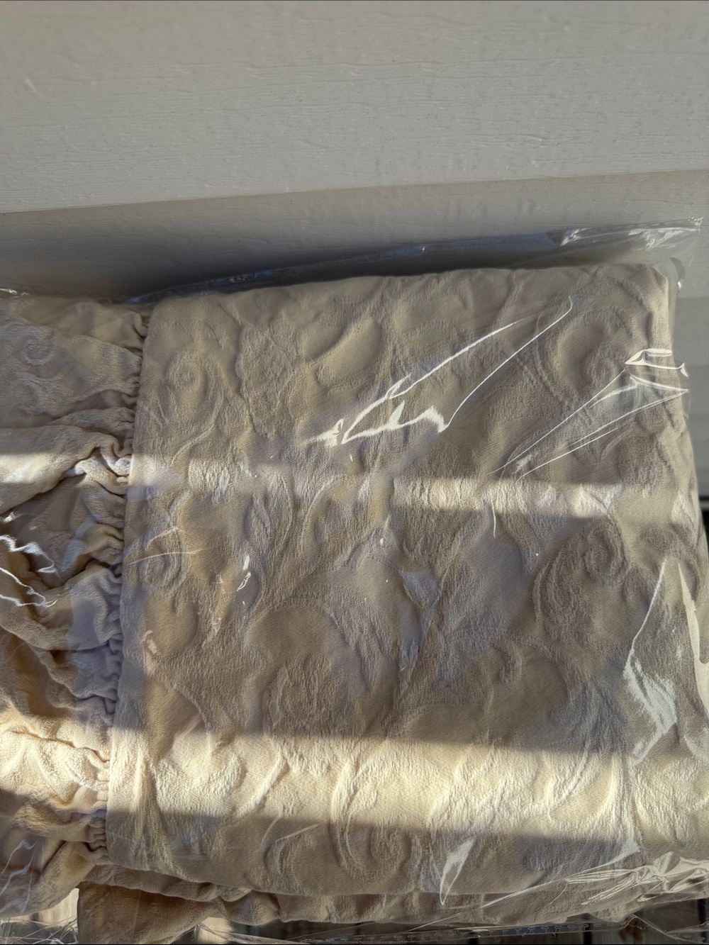 Vtg Ralph Lauren Pillow Sham Ruffles Textured Jacquard Floral Pattern Cream King - Picture 6 of 10